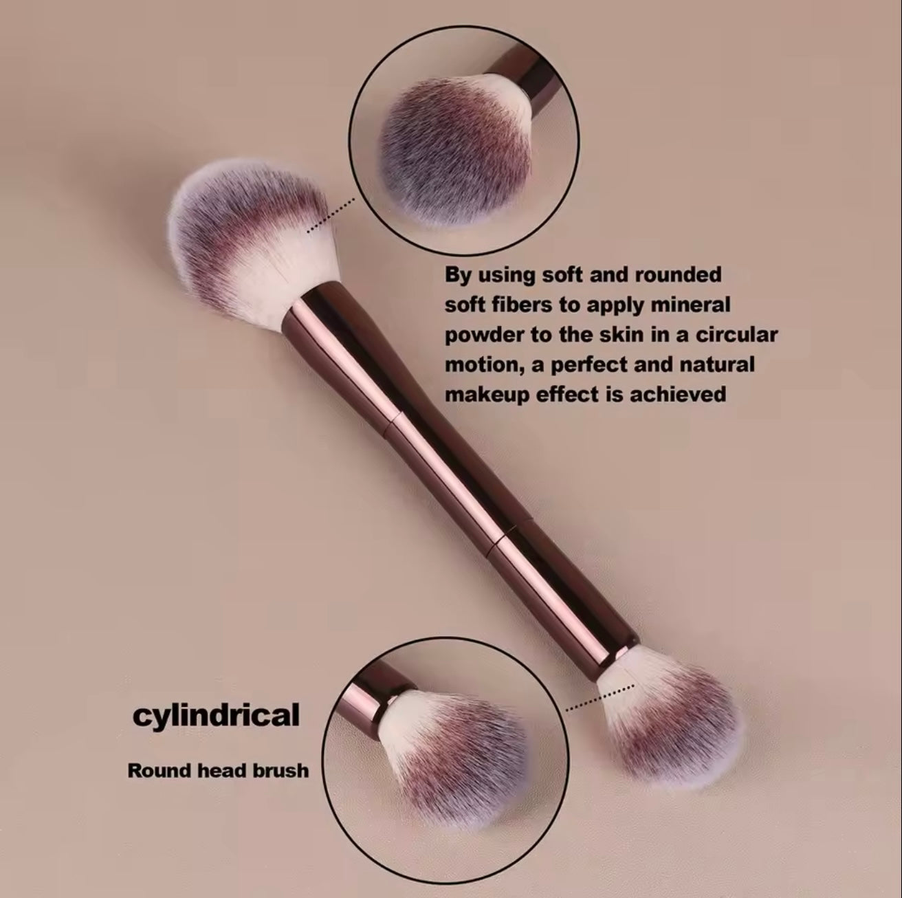 7pcs Professional Makeup Brush Set, Includes: 4pcs Dual-Ended Face Brushes, 1pc Angled Brush, 1pc Short Handle Foundation Brush