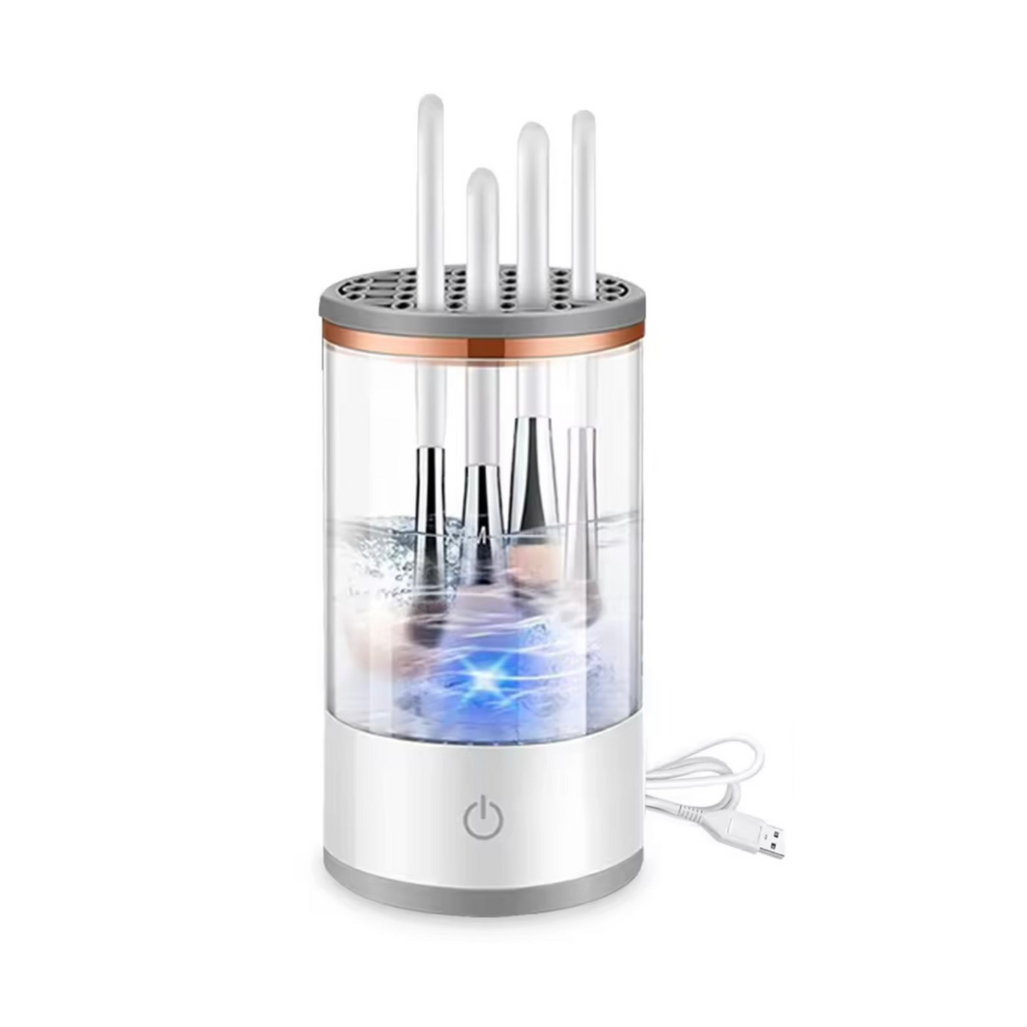 USB Electric Makeup Brush Cleaner – 3-in-1 Portable Washer, Quick-Dry Spinner & Drying Rack Tool
